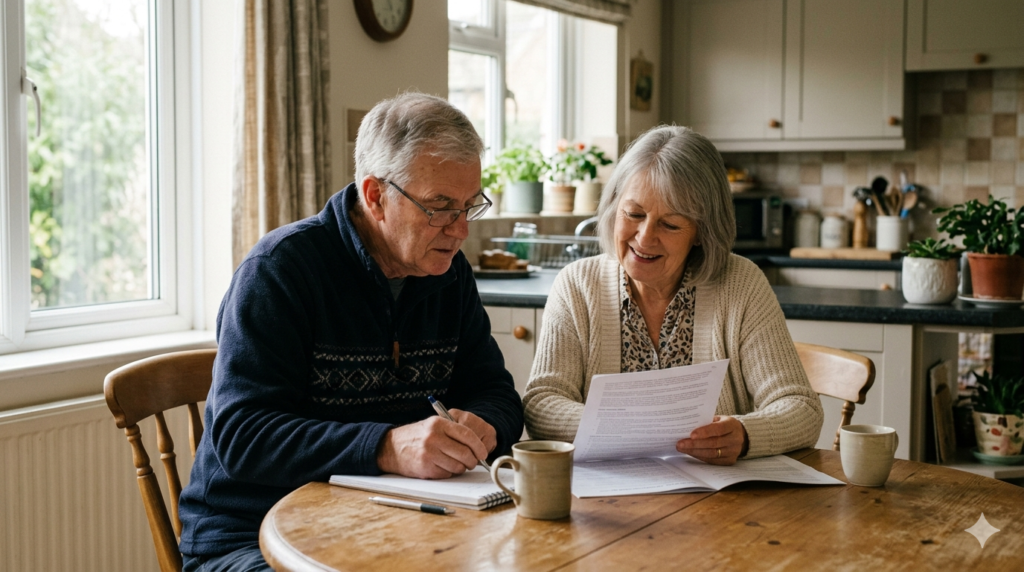 How to convert term life insurance to permanent coverage — older couple reviewing their policy at the kitchen table